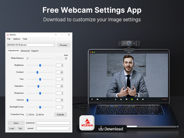 NexiGo App’s parameter adjustment menu, showcasing your best self anytime.