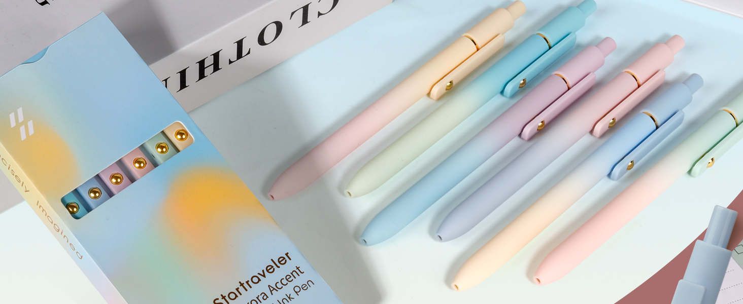 FIOVER Gel Pens, 6 Pcs 0.7mm Black Pens