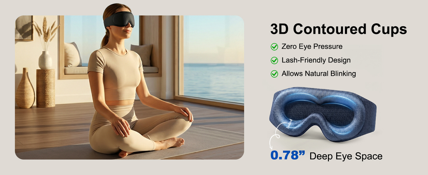 3D countoured cups design,zero eye pressure,lash friendly,allows natural blinking weighted eye