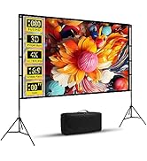 100 inch Projector Screen with Stand, Wootfairy Foldable and Portable Projection Screen 16:9 4K H...