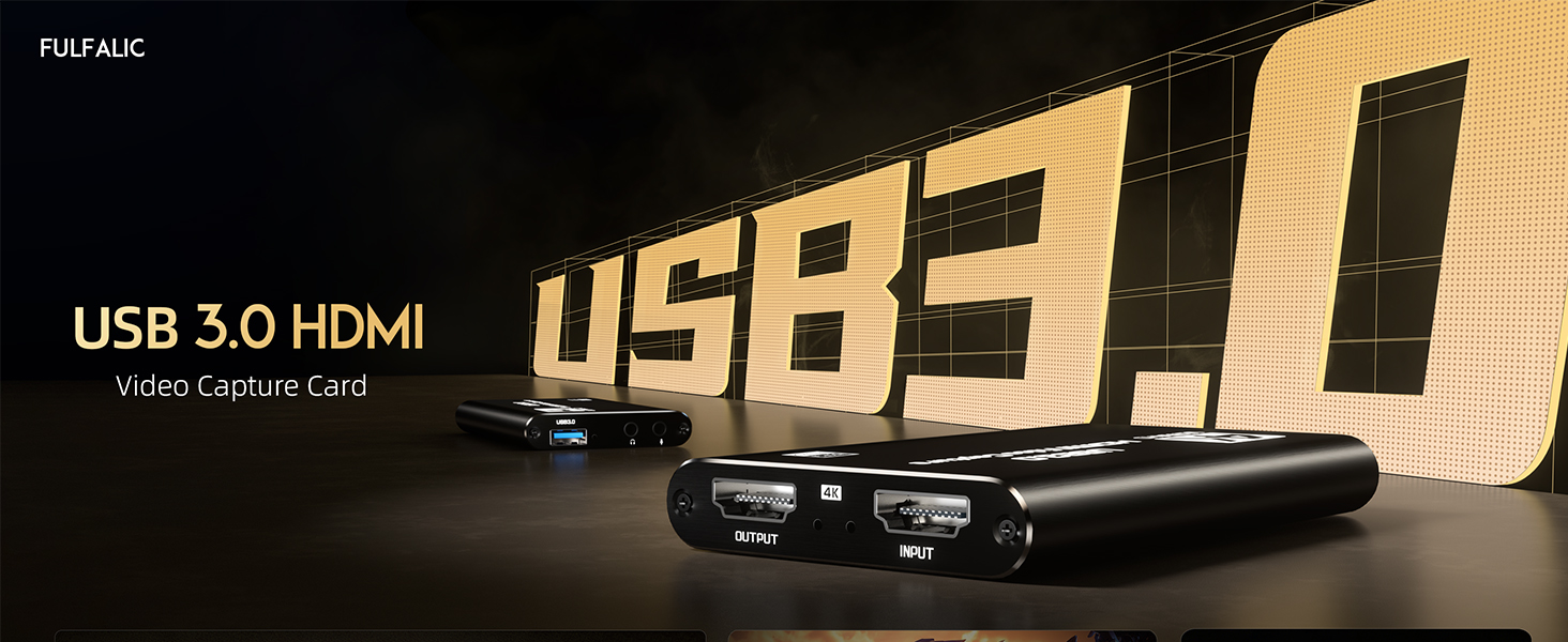 Fulfalic HDMI Capture Card, USB 3.0 1080P 60FPS Video Capture Card with HDMI Loop-Out
