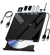 7 in 1 External CD/DVD Drive for Laptop, Portable DVD Player for Laptop with SD/TF Port, External...