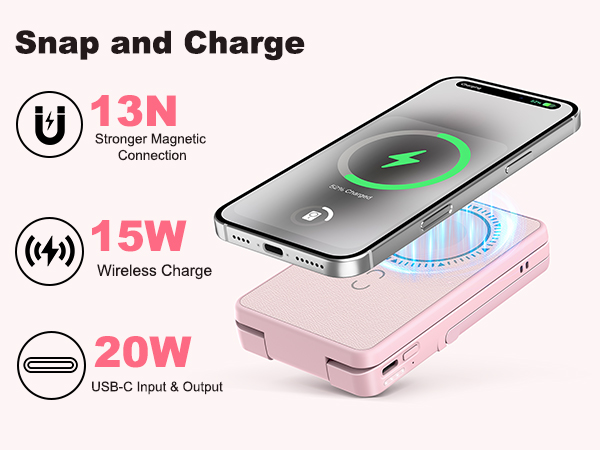 Strong magnetic alignment keeps charging stable while you use your phone.