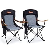EMERIT 2 Pack Oversized Padded Camping Chair, 350LB Heavy Duty Quad Fold Chair with Arms, Collaps...