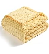 Vessia Flannel Fleece Throw Blanket(50x70 inch), 3D Jacquard Light Yellow Fuzzy and Warm Blanket ...