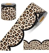 AnyDesign 65 Ft Leopard Print Bulletin Board Border Brown Black Cheetah Scalloped Die Cut Border ...