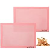 AMYONE Perforated Baking Mats, 2 PCS Pink Eclair Silicone Mat for Half Sheet, Non-Stick Reusable ...