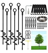 hannger 6 Pack 18" Tree Stakes and Supports for Leaning Trees, Tree Stake Kit Heavy Duty, Tree Su...