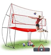JOLORLY 12x11 ft Large Volleyball Practice Net Station with 5 Adjustable Heights for Backyard, Ou...