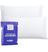 Nuzzle Pillow Cases Standard Size, 100% Cotton Pillowcases with Envelope Closure, White Pillow Co...
