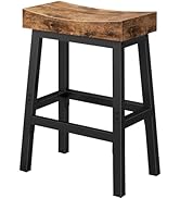 WINAZ Rustic Bar Stools, 24 Inch Barstools, Counter Height Stools with Footrest, Wooden Stool for...