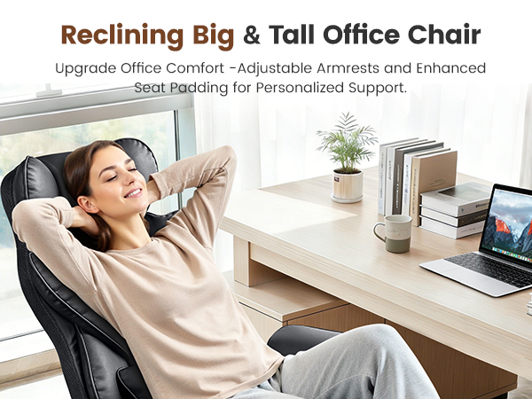 Big and Tall Office Chair for Heavy People 400 LBS Executive Chair with High Back &amp; Footrest
