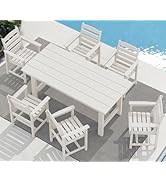 SERWALL 7-Piece Patio Dining Table Sets, Outdoor HDPE Dining Furniture Set with Umbrella Hole Cut...