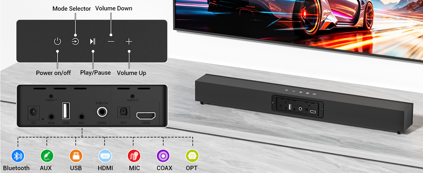 Soundbar with Subwoofer for TV