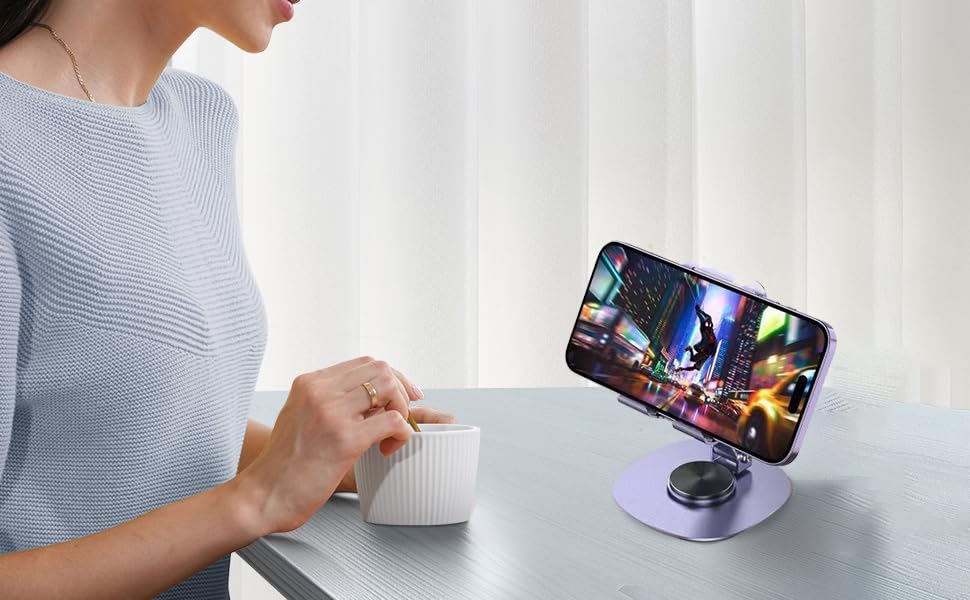 Dual Folding Cell Phone Stand Fully Adjustable Foldable Desktop Phone