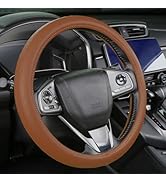 Cxtiy Genuine Leather Steering Wheel Cover - Premium Steering Wheel Wrap for Men Women fit Car SU...