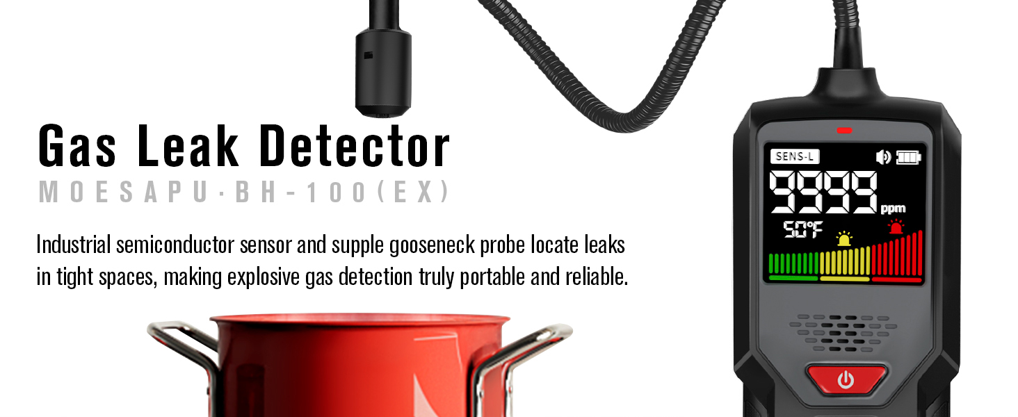 natural gas leak detector probe propane methane meter monitor reader alarm home safety