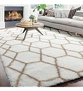 ONASAR 8x10 White and Beige Rug, Large Boho Geometric Area Rugs for Living Room, Soft Fluffy Plus...