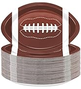 100 Pieces Football Shaped Disposable Paper Plates 9.4 inch Large Football Party Plates Football ...