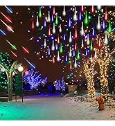 Adecorty Christmas Lights Outdoor Tree Cascading Icicle Lights 12 inch 8 Tubes Shooting Star Wate...