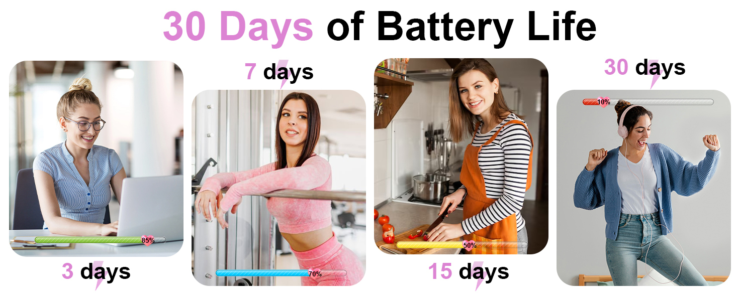 30 Days+ Battery Life, Silver