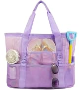 ASBEFORE Mesh Beach Bag Shower Caddy for Dorm Room Essentials, Portable 9-Pockets Large Hanging S...