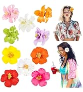 10 Pcs Hawaiian Flower Hair Clips for Women, Plumeria Hibiscus Hair Clips, 3.5 Inch Artificial Fl...