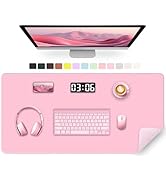 Large Desk Mat 35.4" x 17", PU Leather Desk Pad Protector, Non-Slip Large Mouse Pad for Desk, Wat...