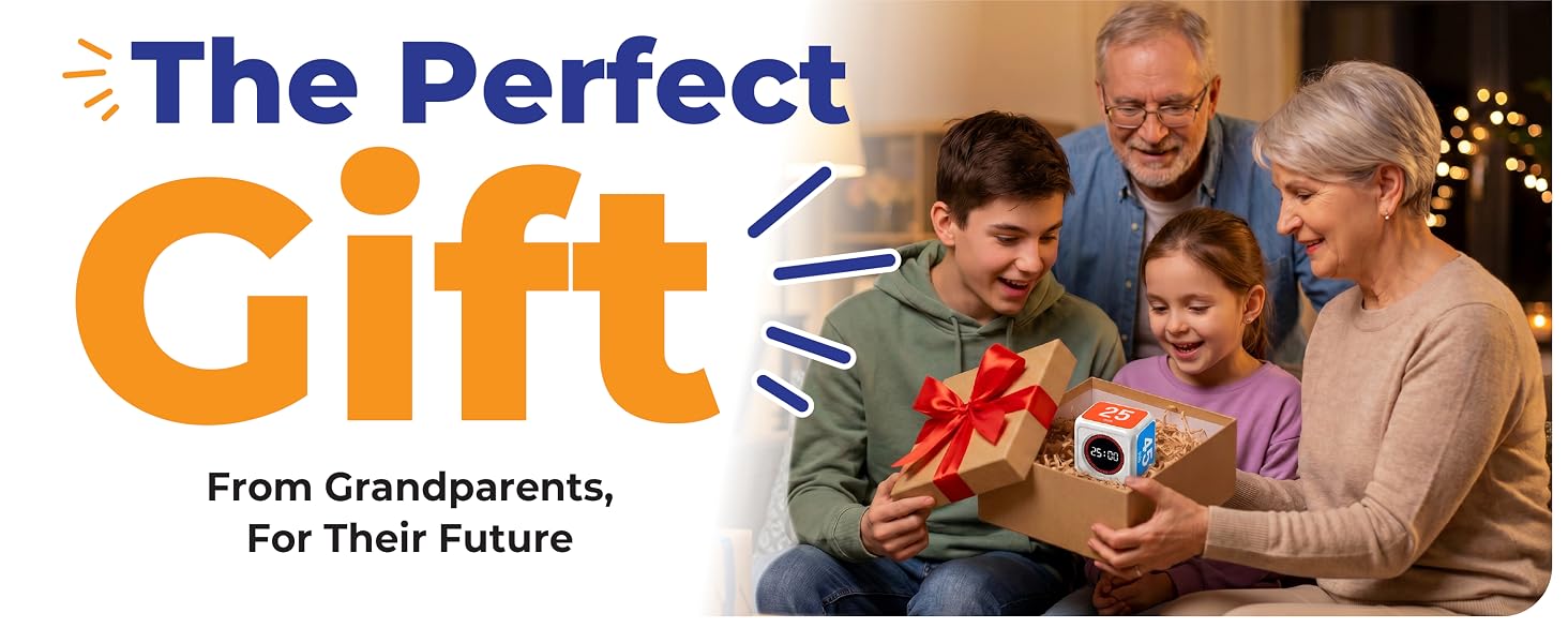 Visual timer gift for kids from grandparents, supporting focus, study habits, routines