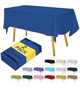 Hereisa Royal Blue Plastic Tablecloths 2 Pack Disposable Table Covers 54 x 108 Inch Baby Party Ta...