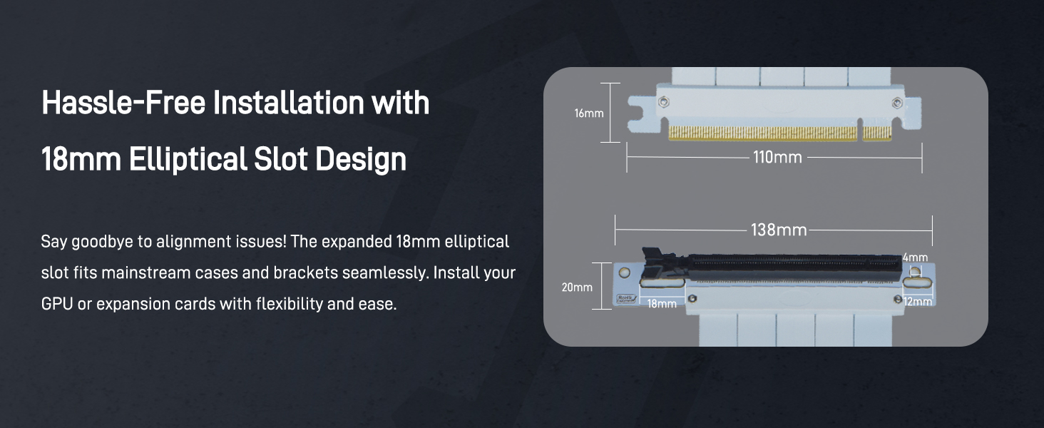 LetLinkSo Gen4 PCIe 4.0 Riser Cable x16 Flexible Extension 90 Angle Adapter fishtail for vertical 
