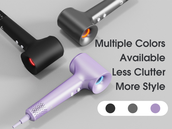 Multiple Colors Available Less Clutter, High-Speed Brushless Motor Fast Drying Blow Dryer