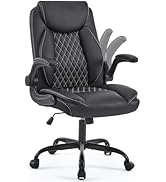 YFO Leather Office Ergonomic Home Office Desk Chair, Back Support Swivel Executive Office Chair w...