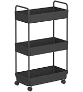 Buzowruil Rolling Storage Cart 3 Tier Organizer Mobile Shelving Unit Storage Rolling Utility Cart...