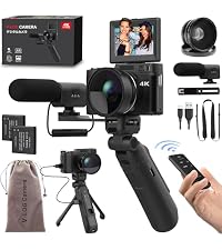 5K Digital Camera with WiFi 64MP Vlogging Camera for YouTube | Autofocus, Flip Screen, Webcam Functi...