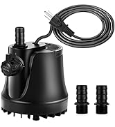 AQQA 265-800 GPH Submersible Aquarium Water Pump with Adjustable Switch, Water Removal and Draina...