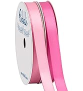 Ribbli 2 Rolls Satin Pink &amp; Hot Pink Craft Ribbon,Total 20 Yards,(Satin Pink 3/8-Inch x 10-Yard,S...