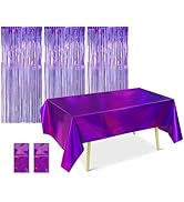 DS. DISTINCTIVE STYLE Shiny Laser Tablecloth and Metallic Tinsel Foil Fringe Curtains Party Decor...