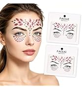 Pink Rhinestone Face Gems, Festival Face Jewels Stickers Iridescent Crystal Face Stickers for Rav...