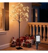 4.9 FT Christmas Outdoor Artificial Tree with Fairy Lights - 216 LED Pre Lit Christmas Decoration...
