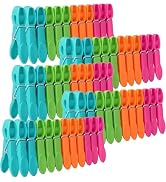 60 Pack Clothes Pins, Colored Plastic Clothespins, Strong Grip Laundry Clips, Non-Slip Washing Li...