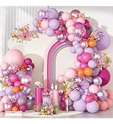 Ouddy Party Pink Purple Balloons Garland Arch Kit, Different Sizes 18 12 10 5 Inch Hot Pink Lilac...