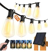 YaaFen 37FT Solar String Lights Outdoor Waterproof Patio Lights with Remote and 10+1 LED Shatterp...