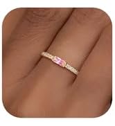 RLMOON Birthstone Gold Rings for Women Non Tarnish 14K Gold Plated Eternity Stackable Rings Daint...