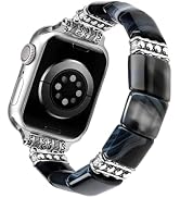 Newlibery Natural Agate Beaded Band for Women Compatible with Apple Watch 38/40/41/42/44/45/46/49...