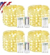 4Pack 80FT 240LED Fairy Lights Battery Operated with Remote &amp; Timer | 8 Modes Twinkle String Ligh...