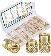 350Pcs Threaded Inserts M2 M2.5 M3 M4 M5 M6 Female Thread Metric Knurled Nuts Assortment Kit Bras...