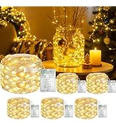 Fairdeer 6 Pack 16FT 50 LED Fairy Lights Battery Operated with Timer, 8 Modes USB Mini Twinkle Li...
