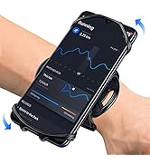 HLOMOM Wristband Running Phone Holder for iPhone 16/15/14/13/12/11/ Pro/X/8 Plus/8/7, 360°Rotatab...