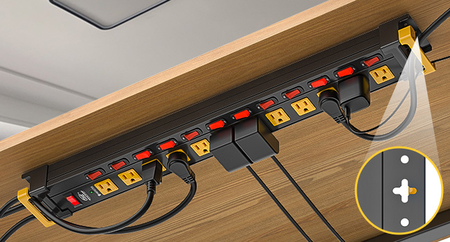 heavy duty power strip with switches metal wokbench workshop garage power strip